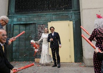 This NYC City Hall Elopement on Lunar New Year Was Full of Joy, Confetti, and a Little Chaos