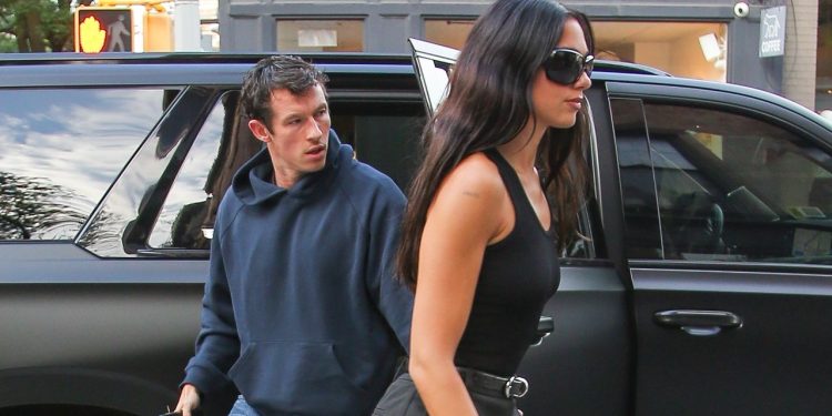 Dua Lipa Accessorizes for a Studio Session With Callum Turner